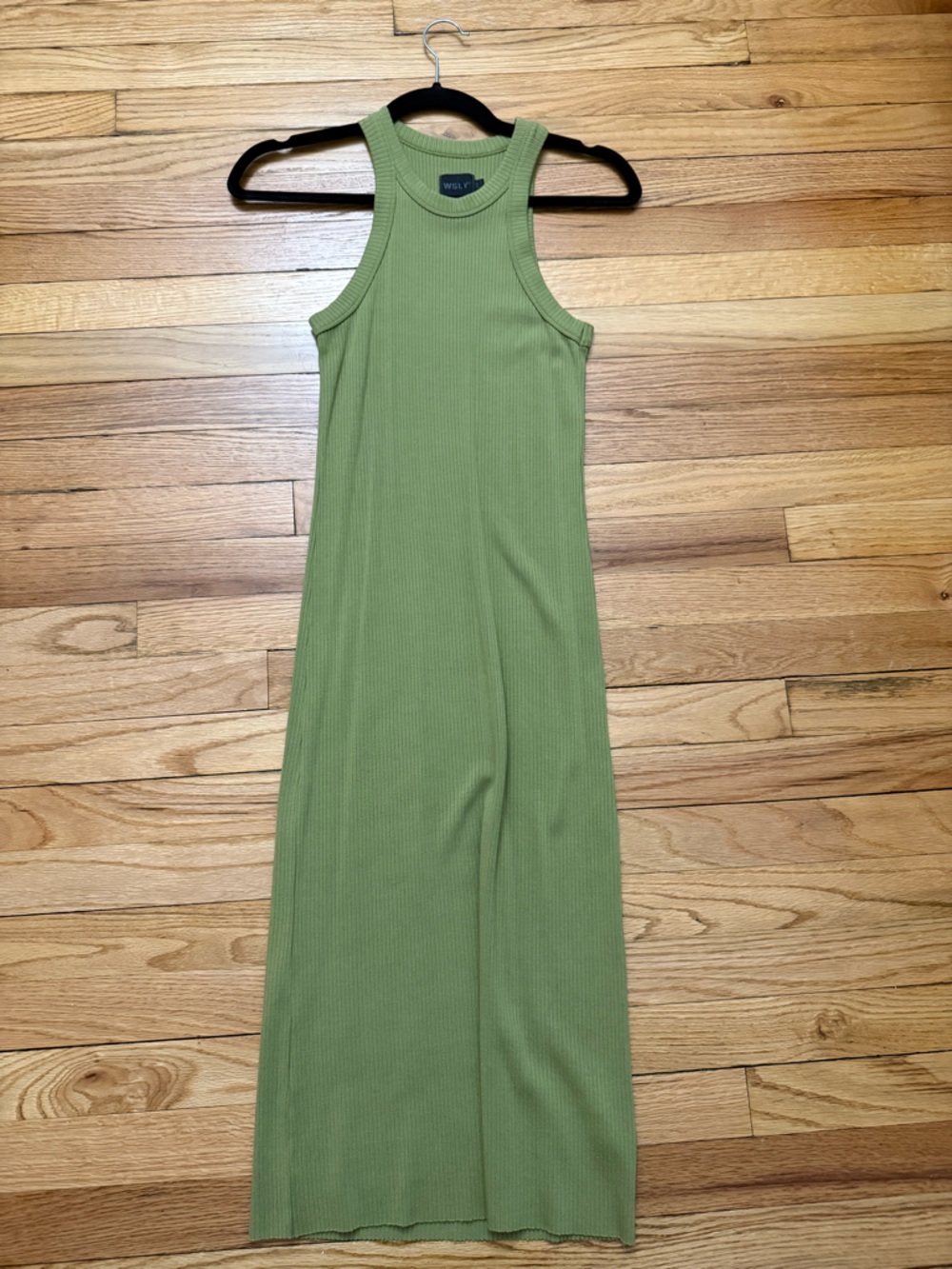 WSLY Green Ribbed Midi Dress